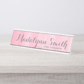 水彩桃色モノグラグラデーションムフェミニン名 デスクネームプレート (正面)