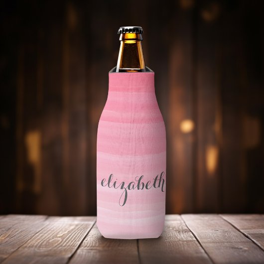 水彩桃色モノグラグラデーションムフェミニン名 ボトルクーラー