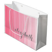 水彩桃色モノグラグラデーションムフェミニン名 ラージペーパーバッグ (正面アングル)
