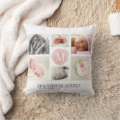 水彩桃色モノグラムグラデーションフォトコラージュガール クッション (ブランケット)