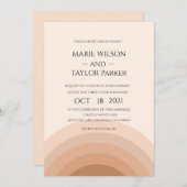 水彩桃色モノグラム結婚ズ 招待状 (正面/裏面)