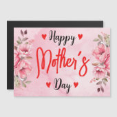 水彩桃色ローズフラワーマザーズデイカード (正面/裏面)
