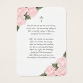 水彩桃色写真追悼式祈りの言葉カード (裏面)