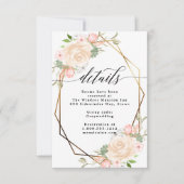 水彩桃色几何边框婚礼细节 招待状 (正面)