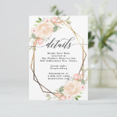 水彩桃色几何边框婚礼细节 招待状 (スタンド正面)