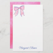 水彩桃色水玉模様文房具 便箋 (正面/裏面)