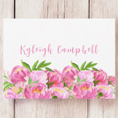 水彩桃色牡丹カスタムありがとう ノートカード