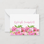 水彩桃色牡丹カスタムありがとう ノートカード (正面)