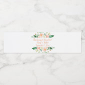 水彩桃色玫瑰和绿植葡萄酒瓶标签 ペットボトルラベル (シングルラベル)