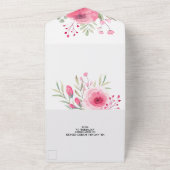 水彩桃色結婚花 オールインワン招待状 (外側)