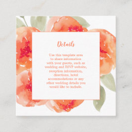 水彩桃色芍薬の花のウェディング詳細情報 エンクロージャーカード