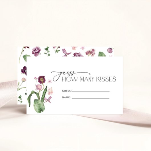 水彩桃色薄紫花ブライダルシャワーゲーム エンクロージャーカード