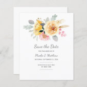 水彩桃色金ゴールドフローラモダン植物学 (正面/裏面)