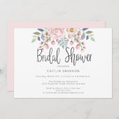 水彩桃花書道ブライダルシャワー 招待状 (正面/裏面)
