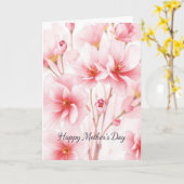 水彩桃花母の日 カード (黄色い花)