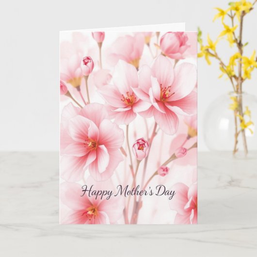 水彩桃花母の日 カード (黄色い花)