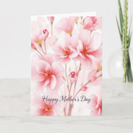 水彩桃花母の日 カード