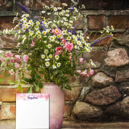 水彩桃花紫色の文字 ノートパッド