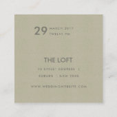 水彩桃花緑結婚葉 スクエア名刺 (裏面)