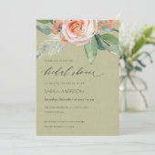 水彩桃花葉ブライダルシャワー 招待状 (スタンド正面)