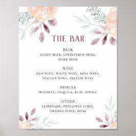 水彩桃花。結婚バー ポスター