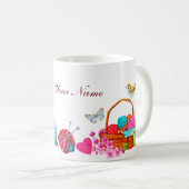 水彩桃裁縫ツール名前をカスタムする コーヒーマグカップ (正面右)