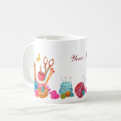 水彩桃裁縫ツール名前をカスタムする コーヒーマグカップ (正面左)