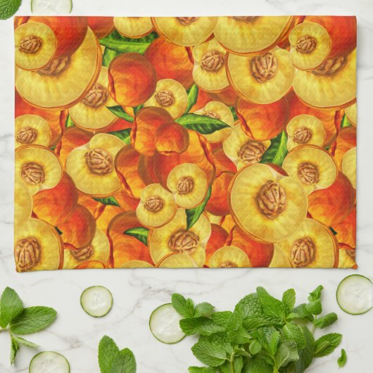 水彩桃 キッチンタオル (折り畳み)