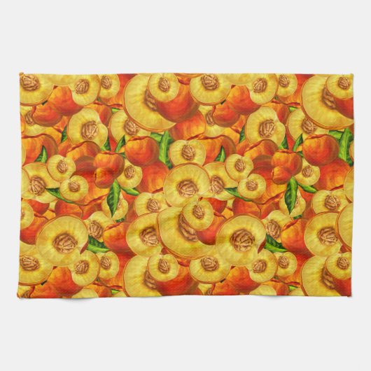 水彩桃 キッチンタオル (横)