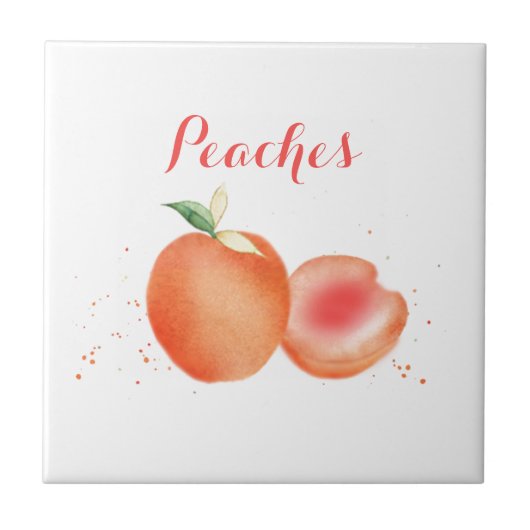 水彩桃 タイル (正面)