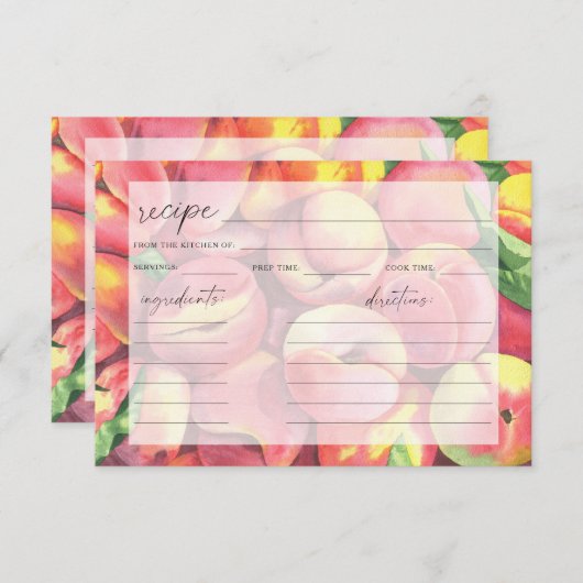 水彩桃 – レシピカード (正面/裏面)