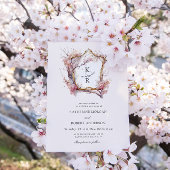 水彩桜さくらんぼフラワー結婚式招待状 招待状