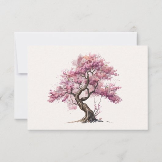 水彩桜さくらんぼフラワーRSVP応答カード 出欠カード (裏面)