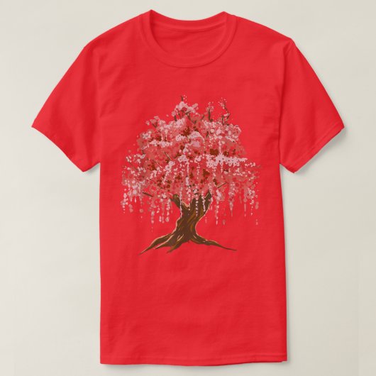 水彩桜さくらんぼブロッサムツリー Tシャツ (デザイン正面)