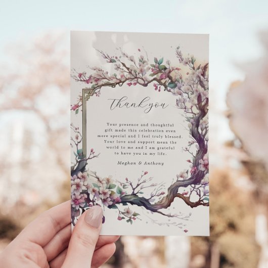 水彩桜さくらんぼ花サンキューカード サンキューカード