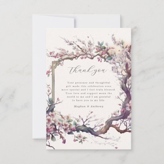 水彩桜さくらんぼ花サンキューカード サンキューカード (正面)