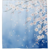 水彩桜の滝 日本風 シャワーカーテン (正面)