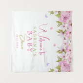 水彩桜の花のベビーシャワー タペストリー (正面(横))