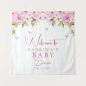 水彩桜の花のベビーシャワー タペストリー (正面)