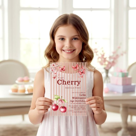 水彩桜の蝶アクリル招待状 アクリル招待状