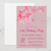 水彩桜の誕生日パーティー 招待状 (正面/裏面)