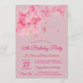 水彩桜の誕生日パーティー 招待状