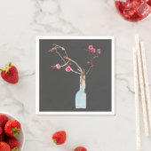 水彩桜ピンクさくらんぼ花 スタンダードカクテルナプキン (インサイチュ)