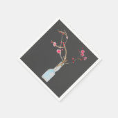 水彩桜ピンクさくらんぼ花 スタンダードカクテルナプキン (角)