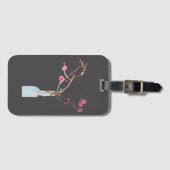 水彩桜ピンクさくらんぼ花 ラゲッジタグ (正面横)