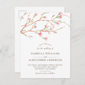 水彩桜 | さくらんぼの花が日付を保存 案内ポストカード (正面/裏面)