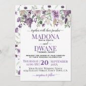 水彩梅と薄紫の花 招待状 (正面/裏面)