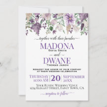 水彩梅と薄紫の花