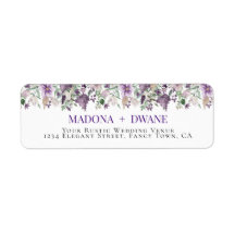 水彩梅と薄紫花