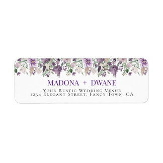 水彩梅と薄紫花 ラベル